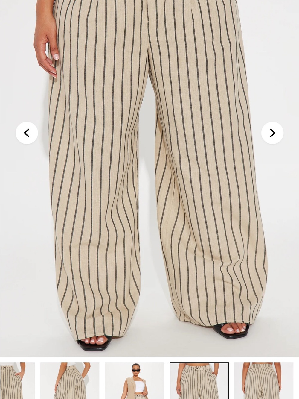 Fashion Nova High-Waist Wide-Leg Striped Pants - Cream & Black - Picture 5 of 9